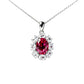 S925 Silver Oval Lab Ruby Sunflower Diamond Necklace - Photo 5
