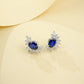 S925 Sterling Silver Lab Sapphire Stud Earrings, Versatile - Photo 4