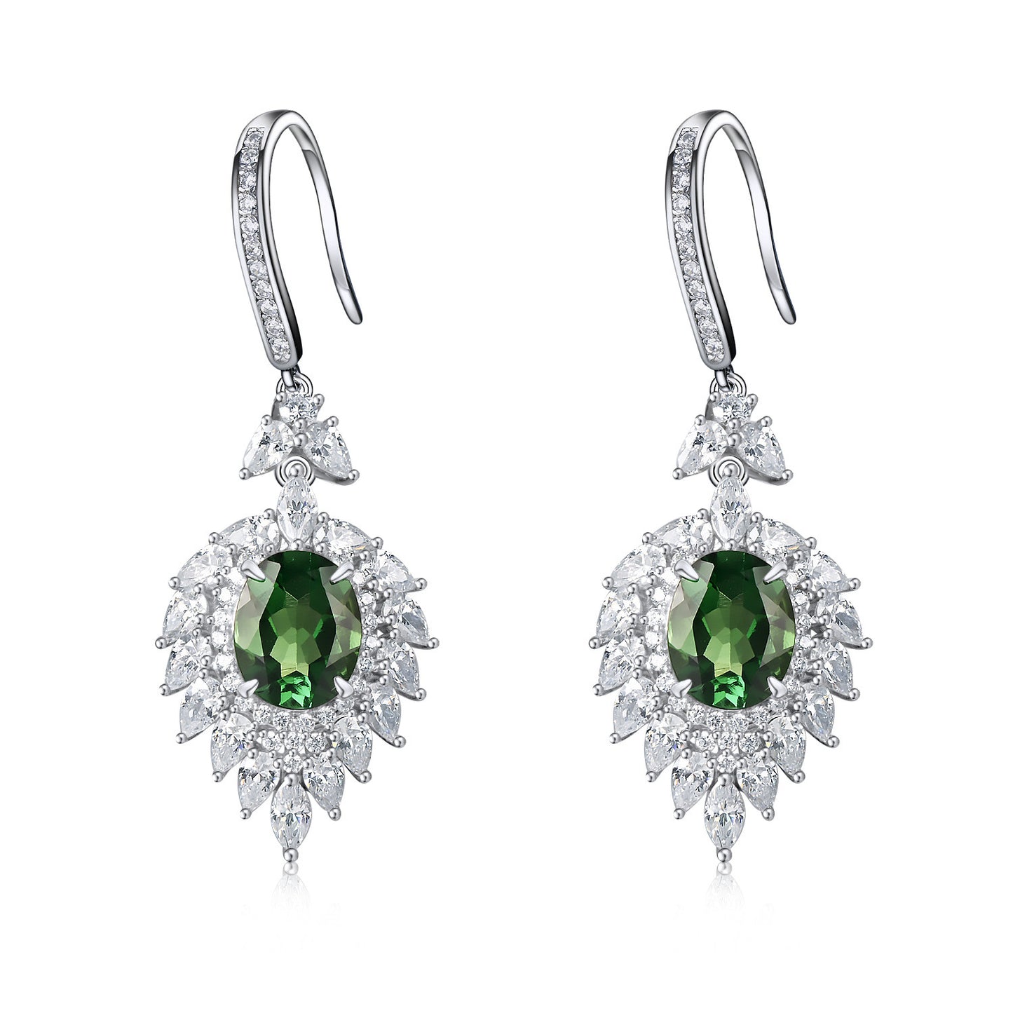 S925 Lab Emerald Earrings, Simple Versatile Design - Photo 2