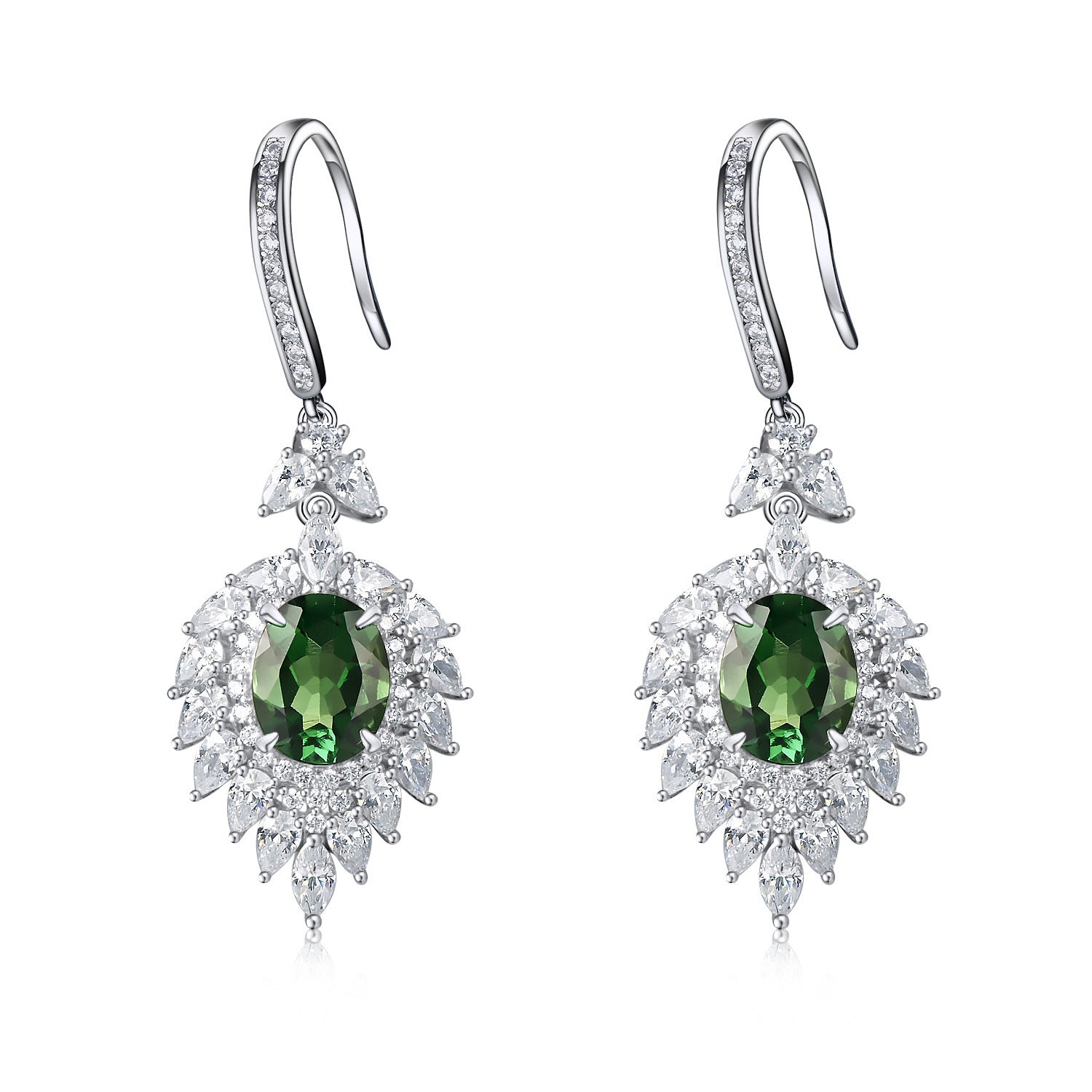 S925 Lab Emerald Earrings, Simple Versatile Design - Photo 2