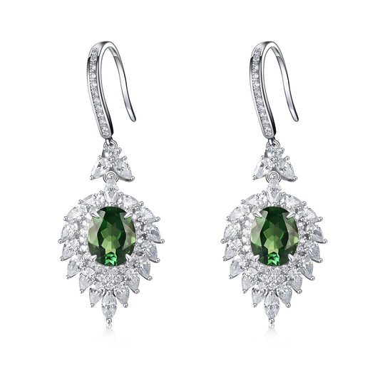 S925 Lab Emerald Earrings, Simple Versatile Design - Photo 2