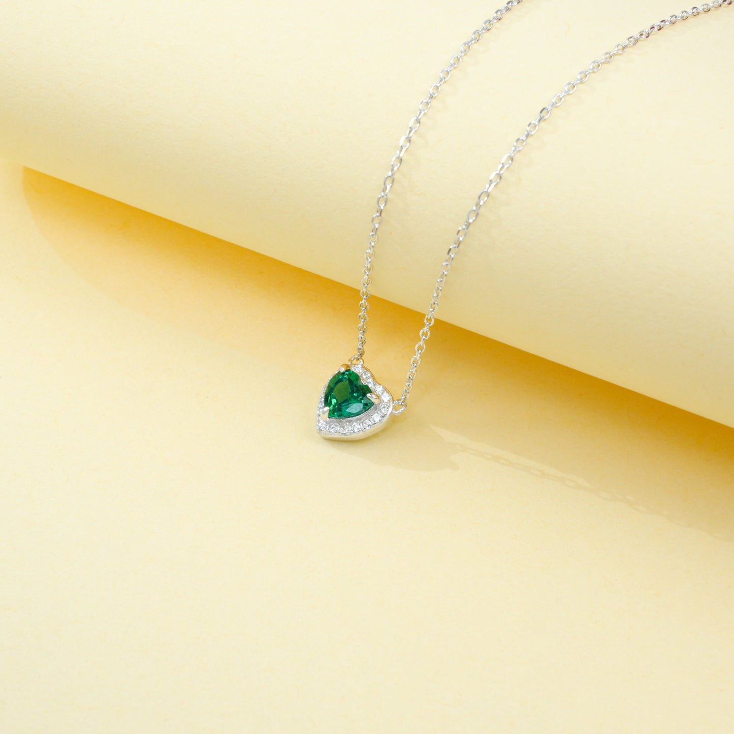 S925 Sterling Silver Lab Gemstone Heart Pave Choker Necklace, Premium for Women - Photo 2