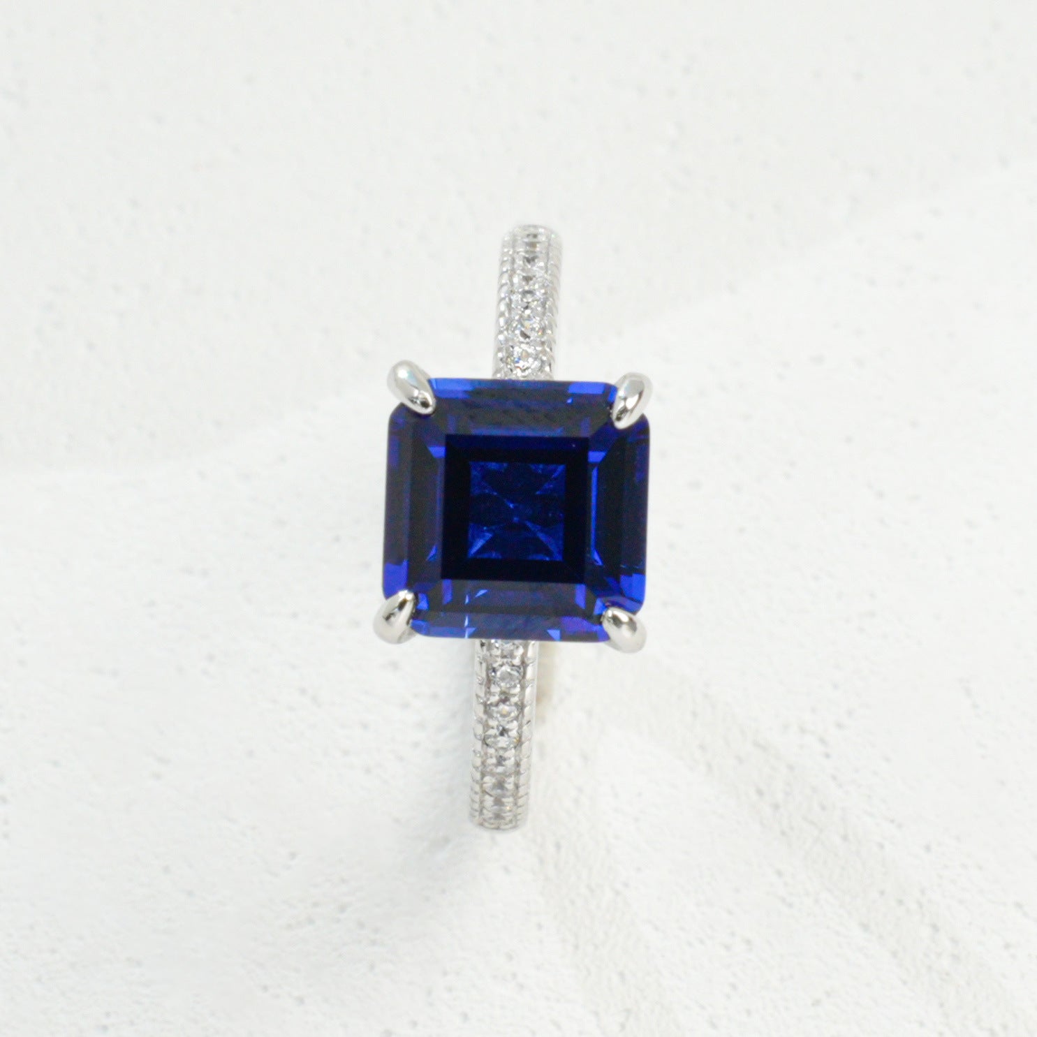 S925 Sterling Silver Lab Sapphire Ring, Vintage Versatile Unisex - Photo 2
