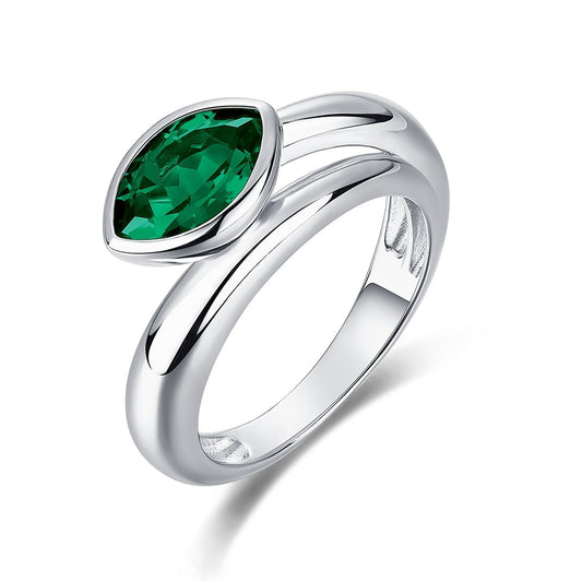 925 Sterling Silver Lab Emerald Teardrop Ring, Vintage Versatile - Photo 5