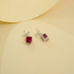 S925 Sterling Silver Lab Ruby Rectangular Earrings, Premium - Photo 3