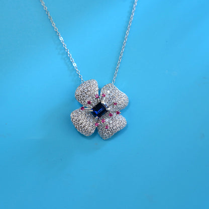 Sterling Silver Lab Sapphire Necklace, Premium Elegant Choker - Photo 6