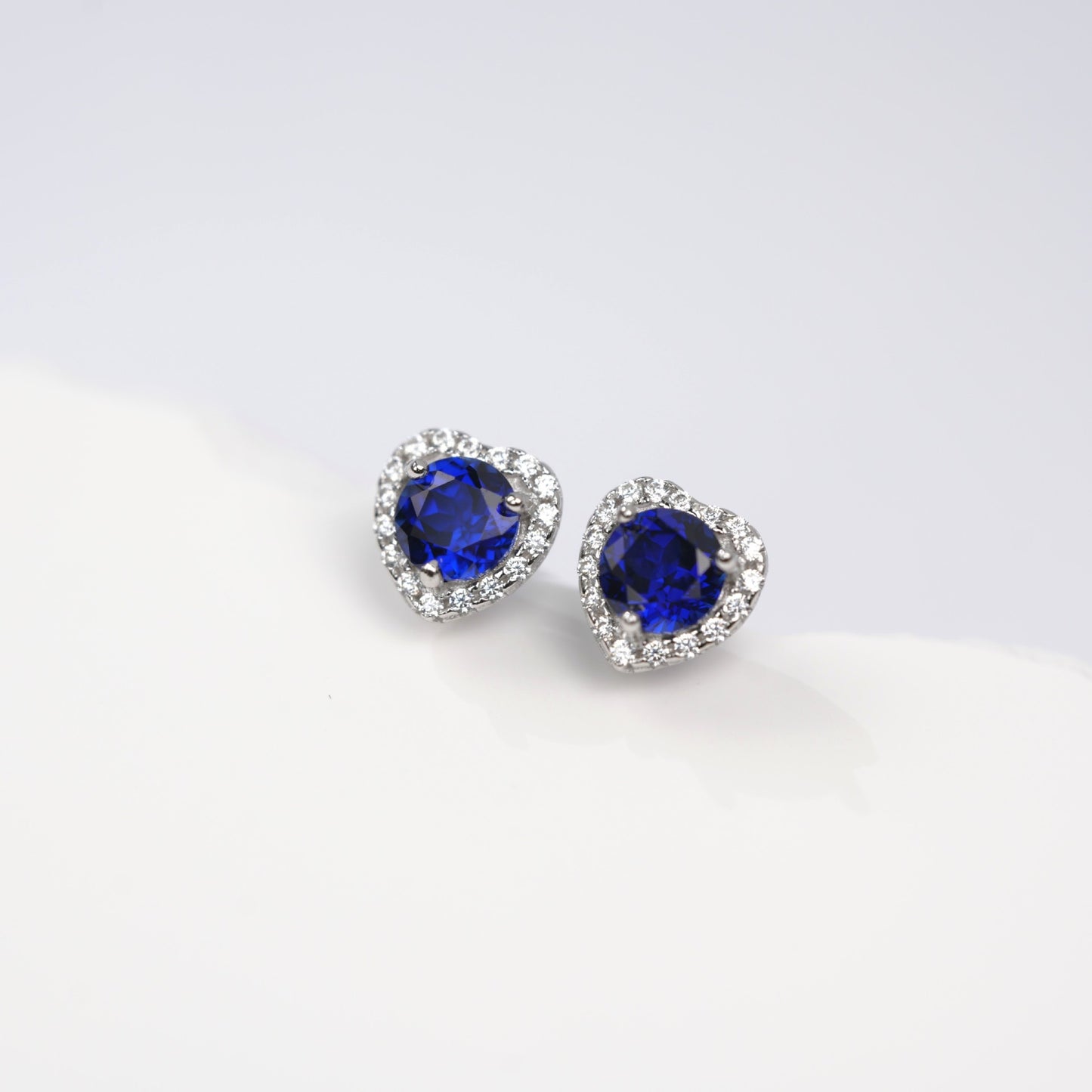 Lab Sapphire Earrings 925 Sterling Silver Heart Shape, Live-Selling Hot Style - Photo 2