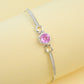 S925 Sterling Silver Lab Padparadscha Bracelet, Minimalist Versatile Bestie - Photo 1
