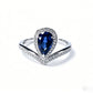 925 Sterling Silver Lab Sapphire Teardrop Ring, Premium Versatile - Photo 2