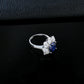 S925 Silver Lab Sapphire Sunflower Ring, Ring Anniversary Gift - Photo 4