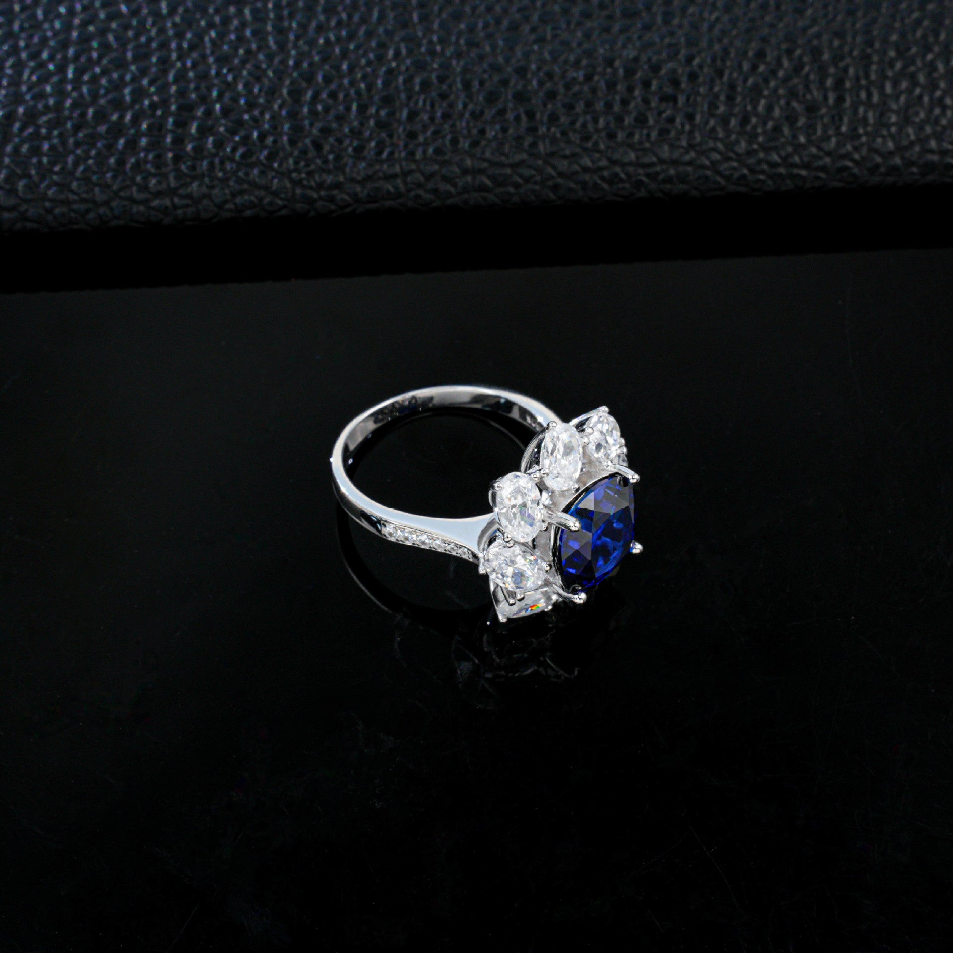 S925 Silver Lab Sapphire Sunflower Ring, Ring Anniversary Gift - Photo 4