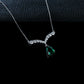 S925 Sterling Silver Lab Emerald V-Shape Teardrop Choker Necklace, Designer - Photo 3