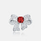S925 Silver Full Diamond Bow Ruby Ring Adjustable, Design - Photo 2