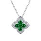 S925 Sterling Silver Lab Emerald Four-Leaf Clover Halo Pendant Necklace, Premium for Women - Photo 5
