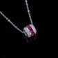 Lab Ruby Necklace 925 Sterling Silver Micro-Set, Elegant Premium - Photo 4