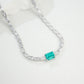 925 Sterling Silver Paraiba Colour Tsavorite Necklace, Lab Gemstone Anniversary - Photo 4