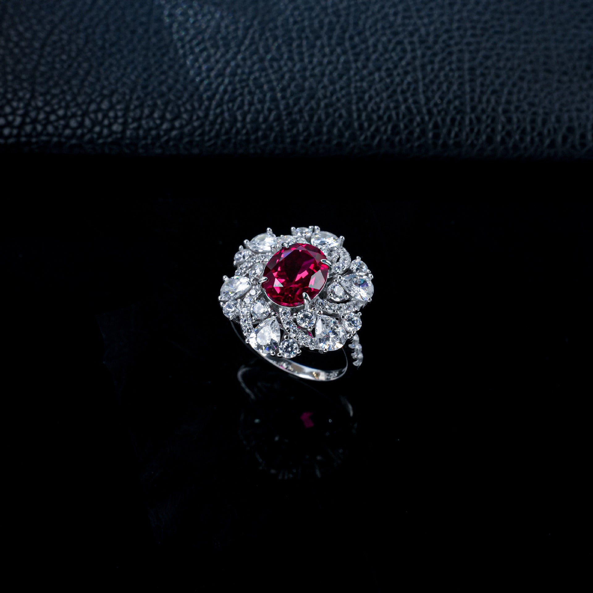 925 Sterling Silver Lab Ruby Ring, Premium Gift - Photo 4
