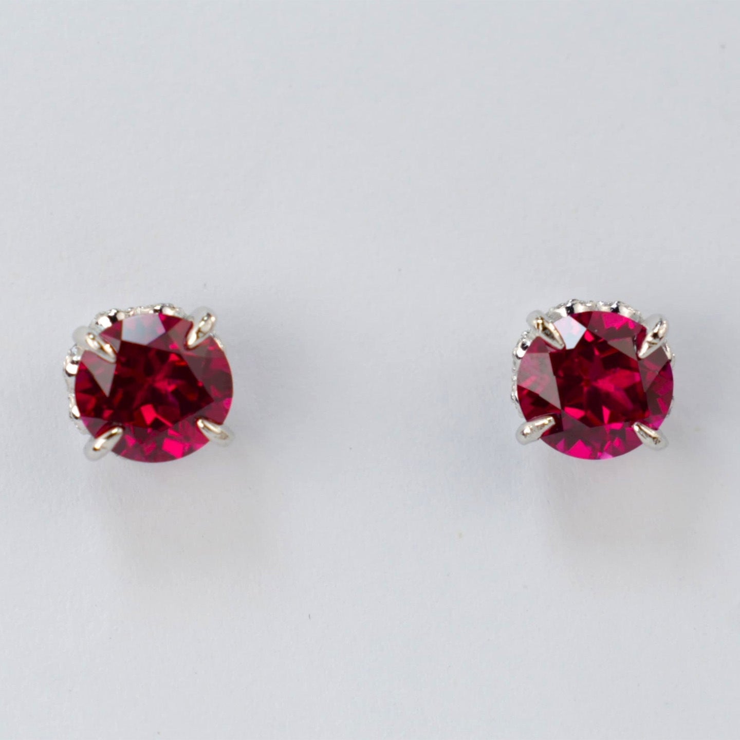 S925 Silver Ruby Stud Earrings, Elegant Versatile Trendy - Photo 2