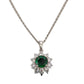 S925 Sterling Silver Lab Emerald Sunflower Halo Pendant Necklace, Vintage Versatile - Photo 5