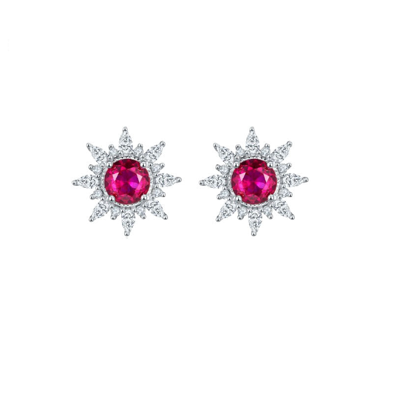 Lab Ruby Earrings S925 Sterling Silver Premium - Photo 1