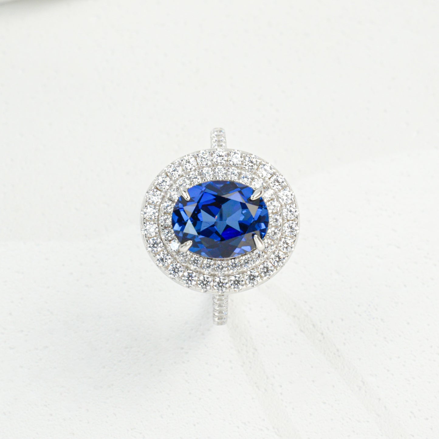 925 Sterling Silver Lab Sapphire Diamond Ring, Minimalist for Women - Photo 6