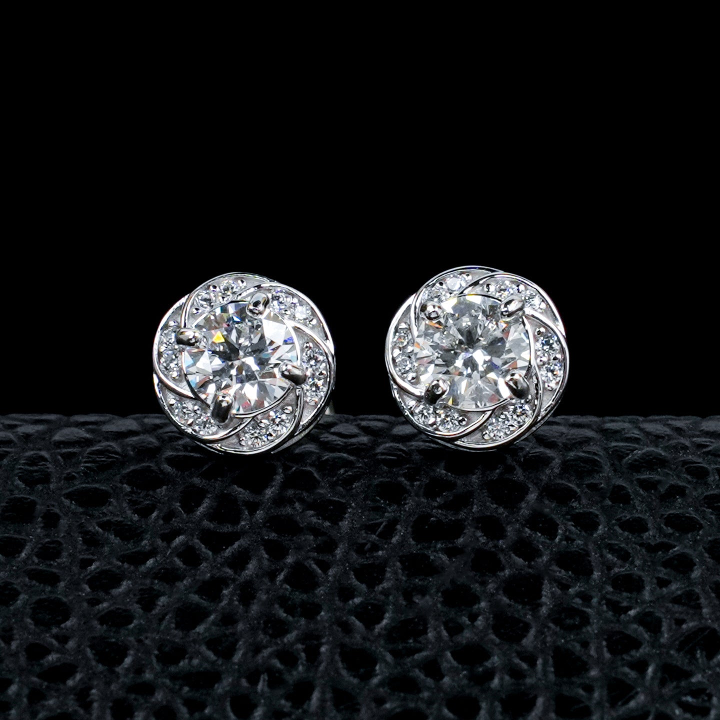 S925 Silver Spiral Wrap Stone Stud Earrings, Flower Earrings Versatile - Photo 6