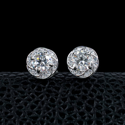 S925 Silver Spiral Wrap Stone Stud Earrings, Flower Earrings Versatile - Photo 6