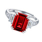 S925 Sterling Silver Lab Pigeon Blood Ruby Emerald-Cut Ring, Premium for Women - Photo 1