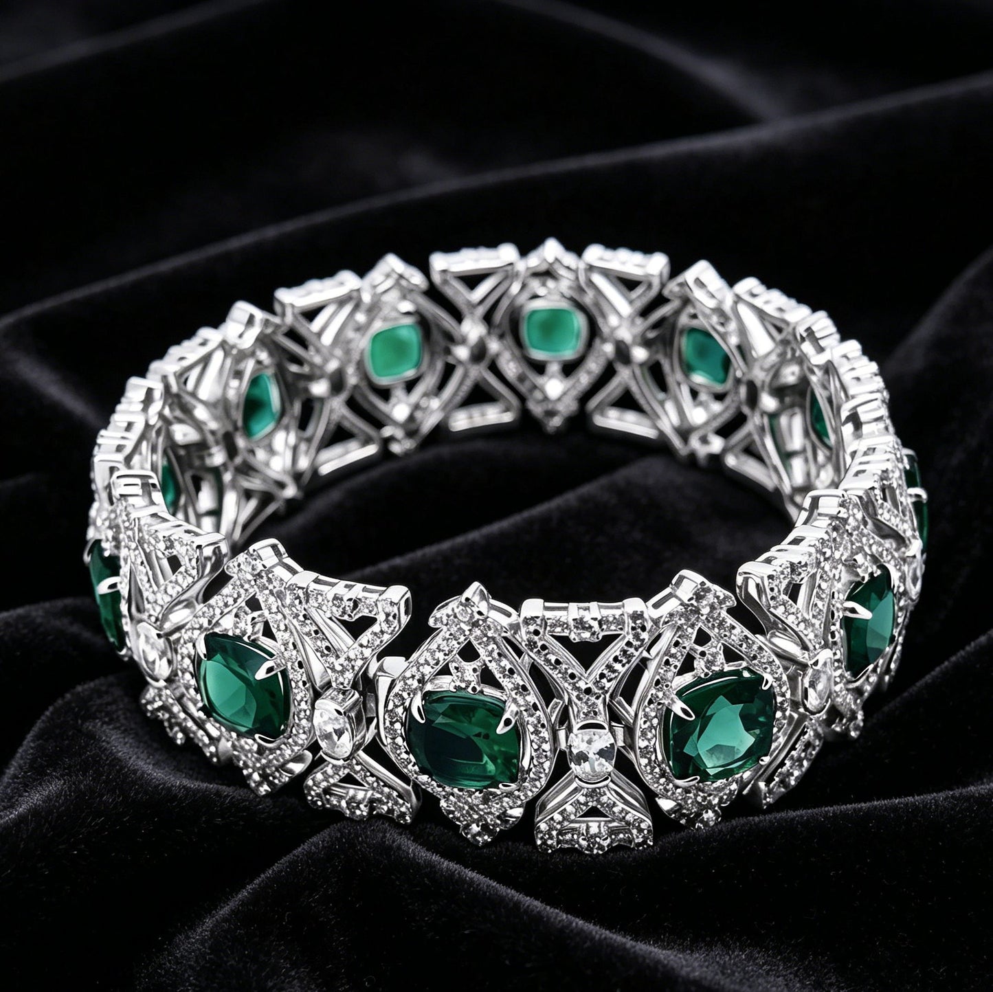 Lab Emerald S925 Sterling Silver Bracelet, Premium for Women - Photo 4