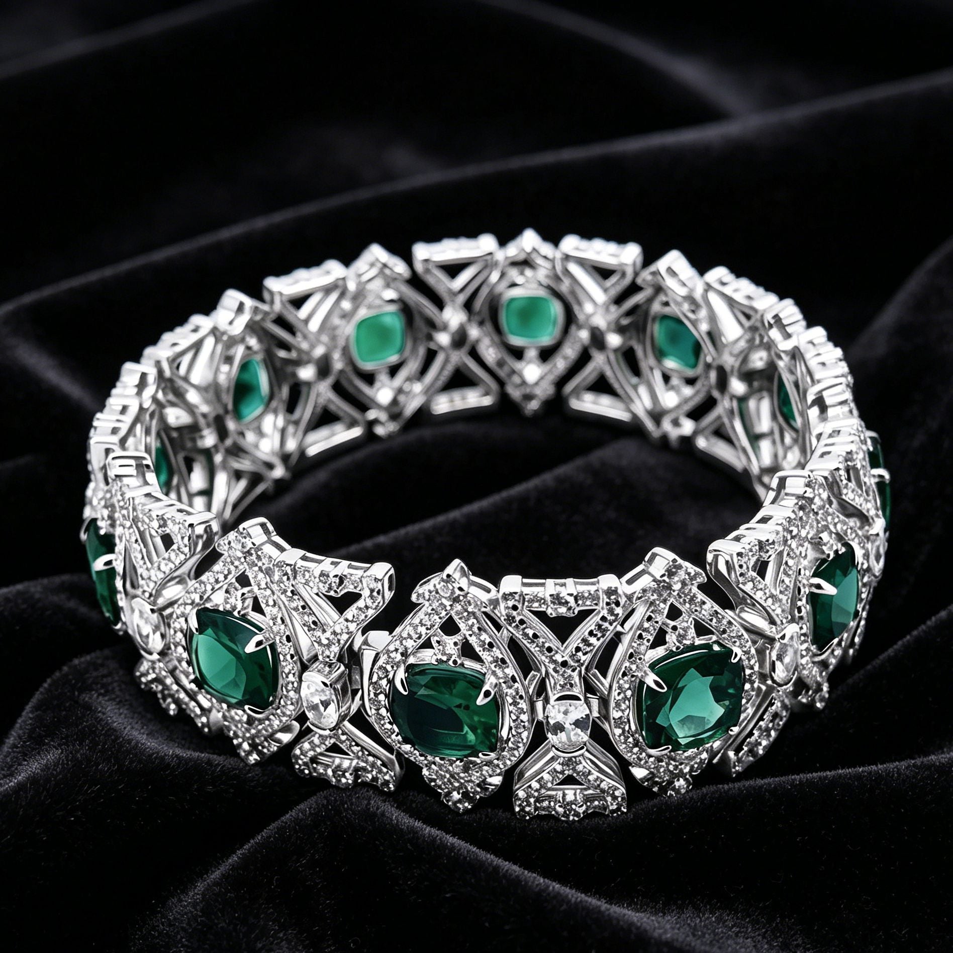 Lab Emerald S925 Sterling Silver Bracelet, Premium for Women - Photo 4