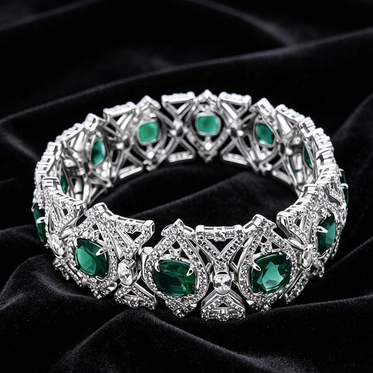 Lab Emerald S925 Sterling Silver Bracelet, Premium for Women - Photo 4