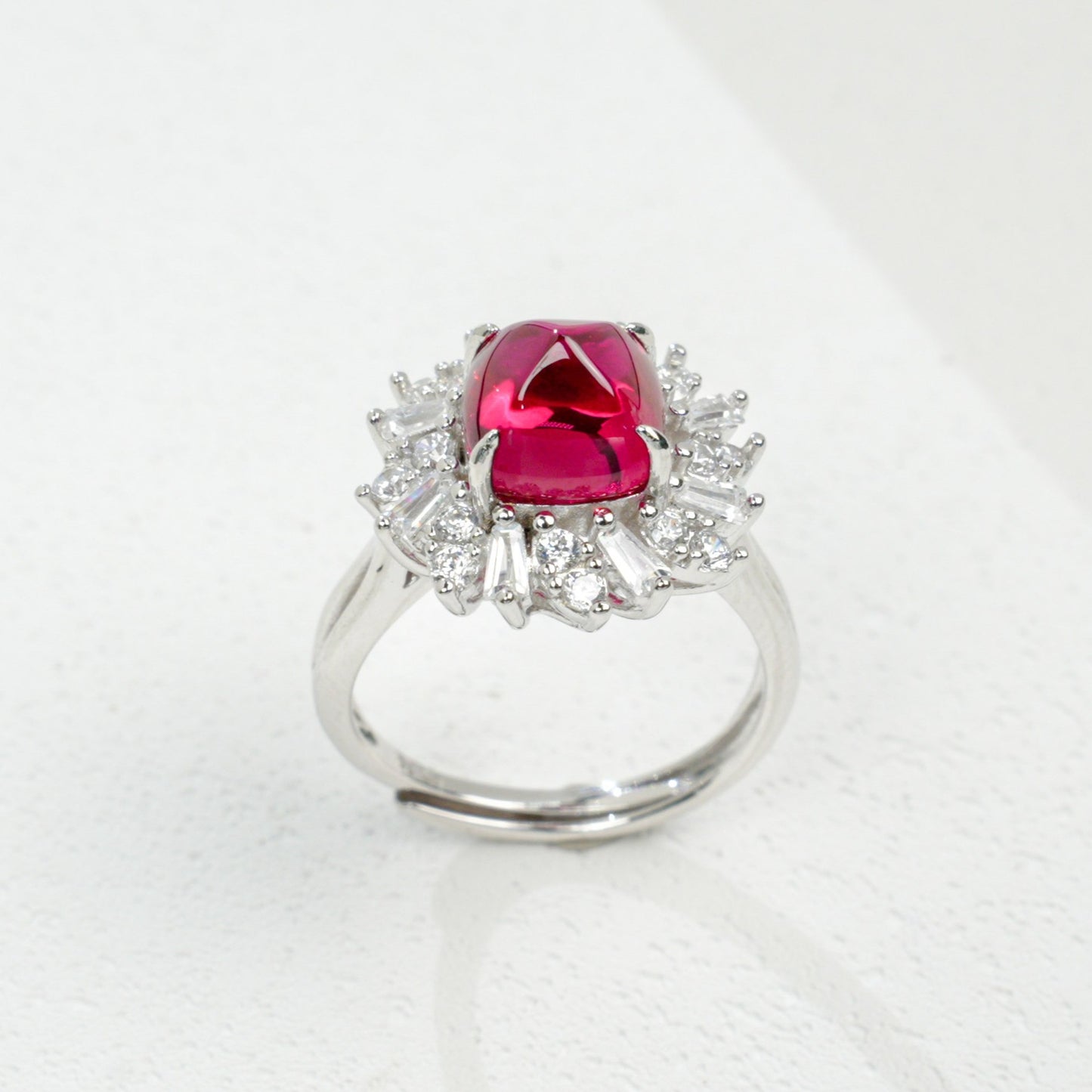 925 Sterling Silver Lab Ruby Ring for Women, Vintage Premium - Photo 6
