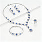 925 Sterling Silver Lab Sapphire 4-Piece Jewellery Set, Vintage Luxurious Wedding for Women - Photo 5