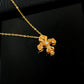 925 Sterling Silver 24K Yellow Gold Vintage Iris Hollow Carved Pave Necklace - Photo 4