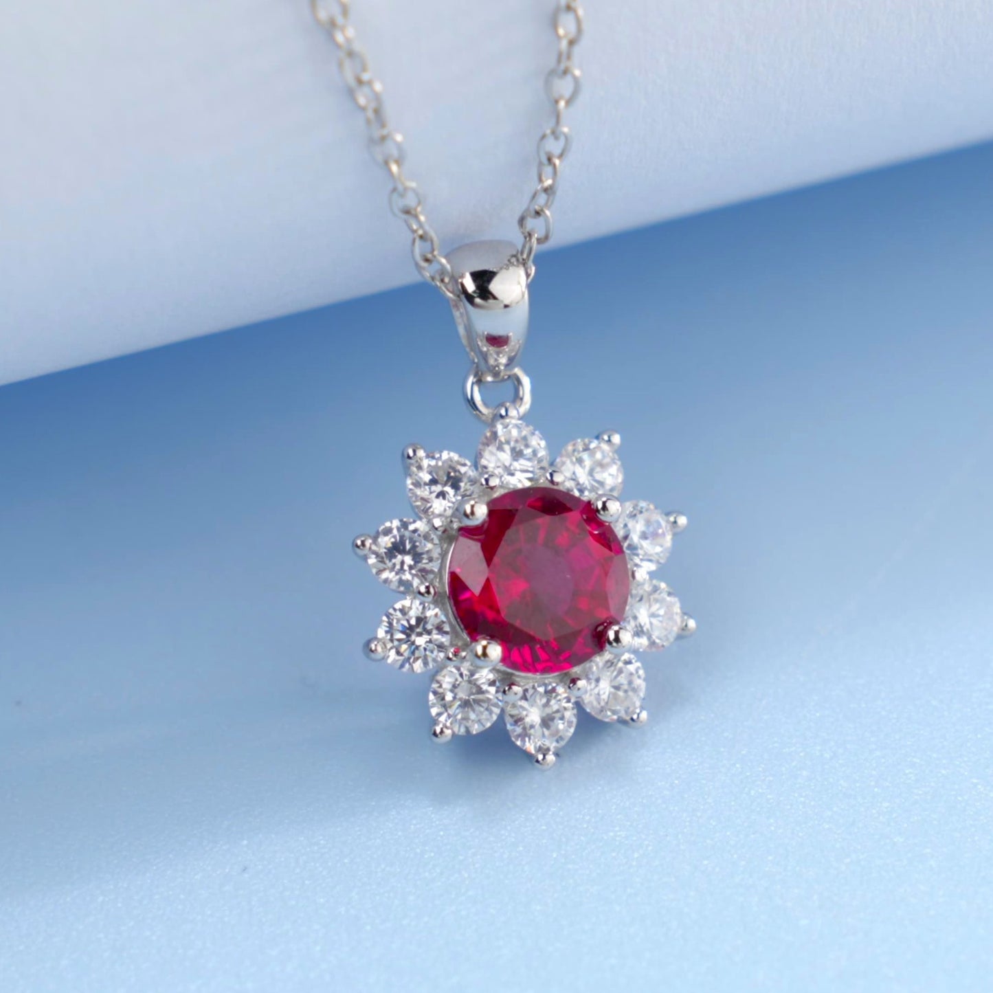 S925 Lab Ruby Necklace for Women Pendant Sterling Silver Versatile - Photo 6