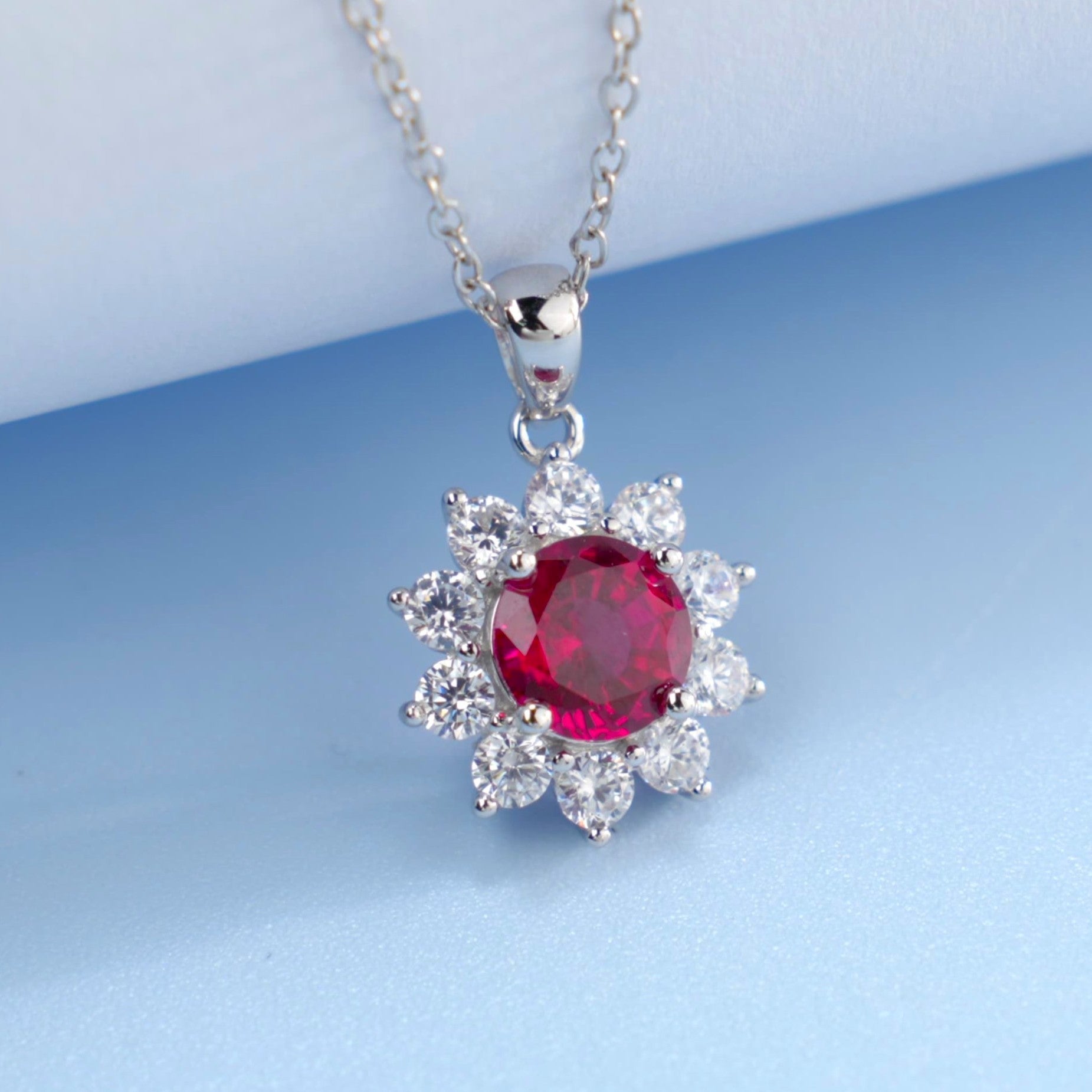 S925 Lab Ruby Necklace for Women Pendant Sterling Silver Versatile - Photo 6