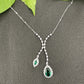 S925 Sterling Silver Emerald Double Teardrop Full Diamond Necklace, Premium Choker Versatile - Photo 4