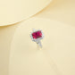 S925 Sterling Silver Lab Ruby Wedding Ring, Premium Vintage - Photo 4
