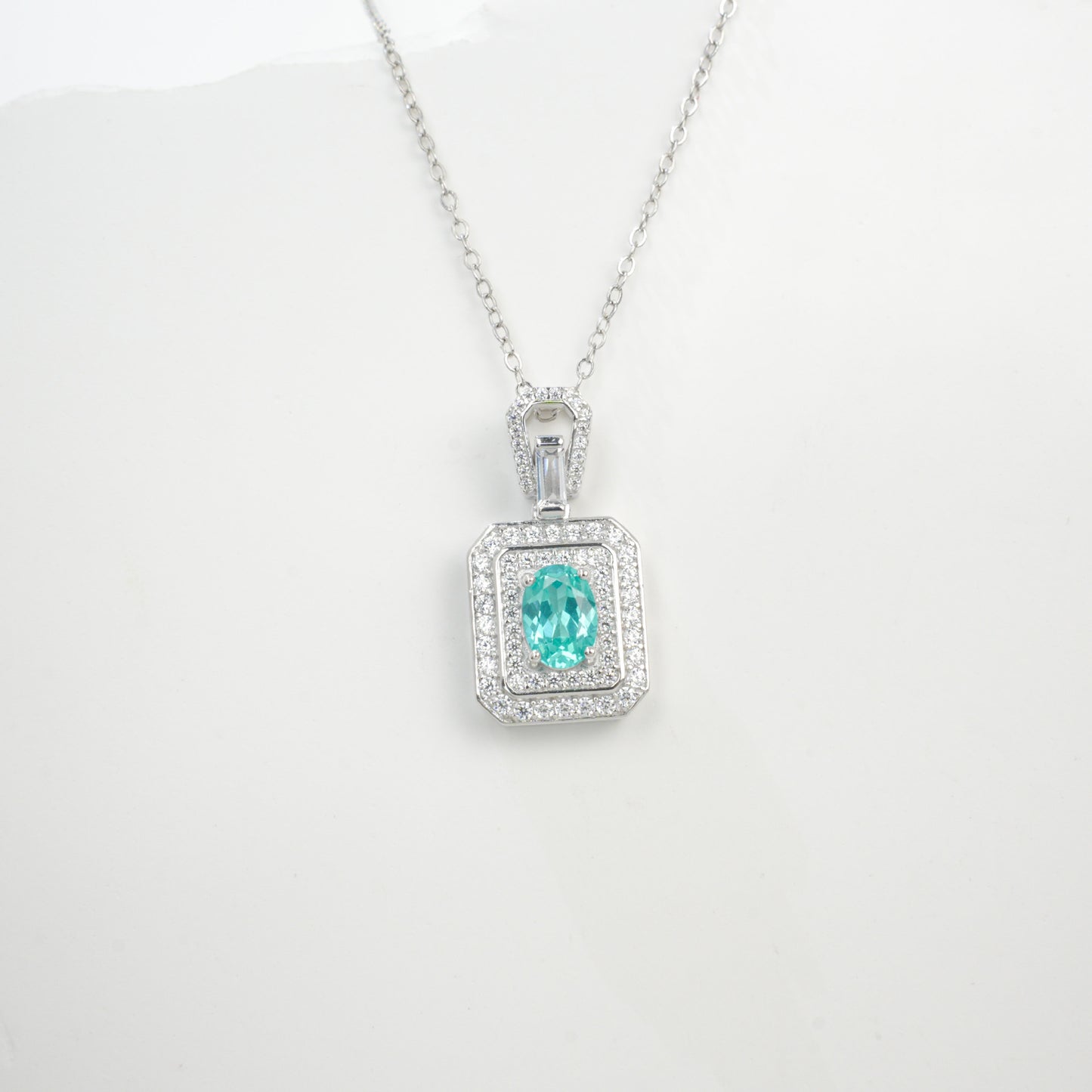 925 Sterling Silver Paraiba Green Garnet Necklace for Women, Minimalist Premium - Photo 1