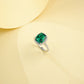 S925 Sterling Silver Lab Emerald Cushion Ring, Versatile Valentine Birthday for Girlfriend - Photo 3