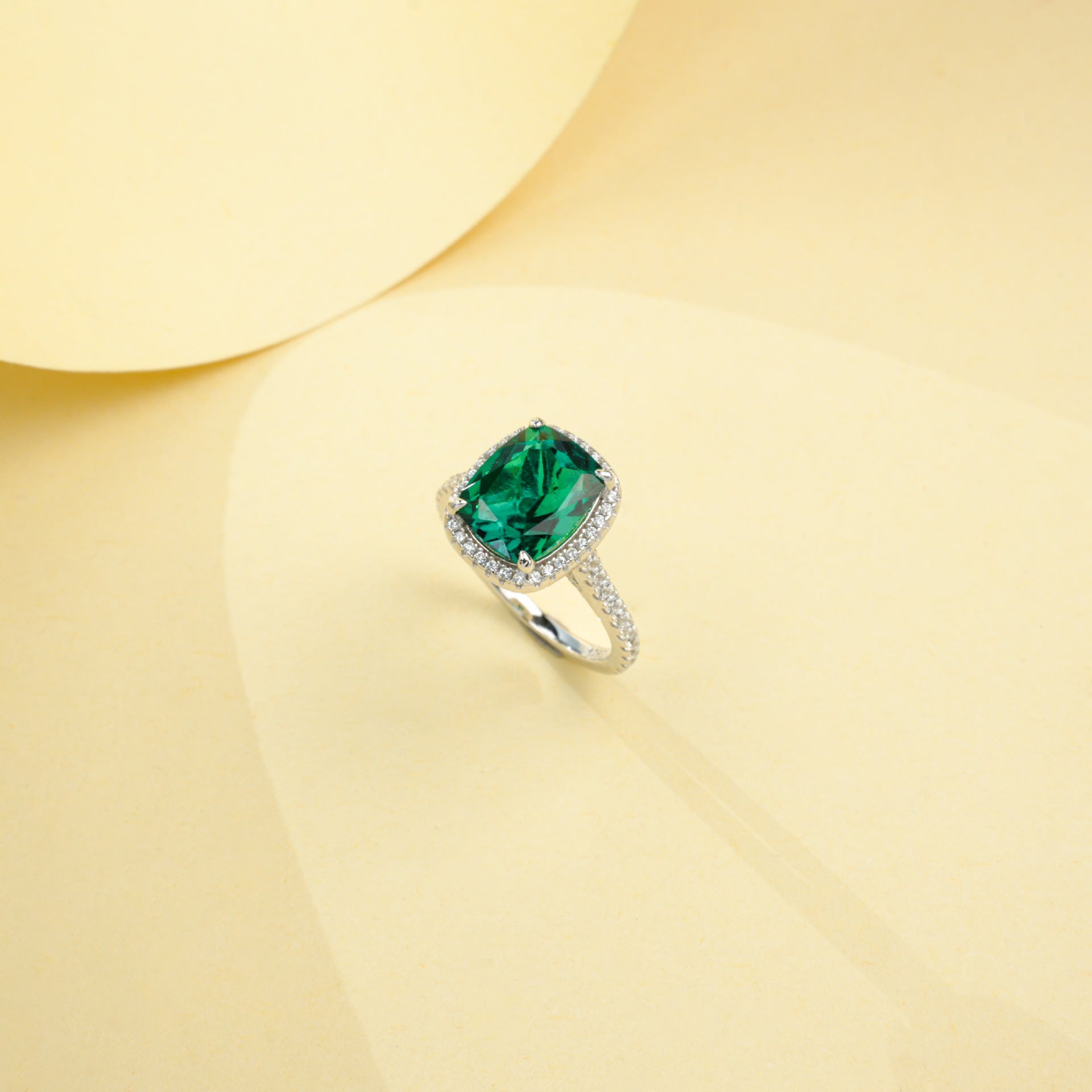 S925 Sterling Silver Lab Emerald Cushion Ring, Versatile Valentine Birthday for Girlfriend - Photo 3