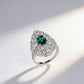 S925 Sterling Silver Lab Emerald Floral Cluster Pave Ring, Premium Elegant for Women - Photo 4