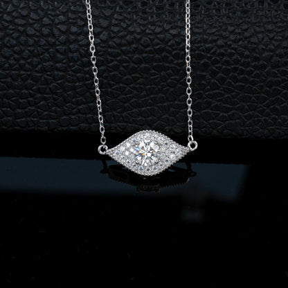 S925 Silver Marquise Halo Full Diamond Necklace, Simple Birthday Gift - Photo 2