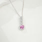 S925 Sterling Silver Lab Padparadscha Pave Step-Cut Pendant Necklace, for Women - Photo 3