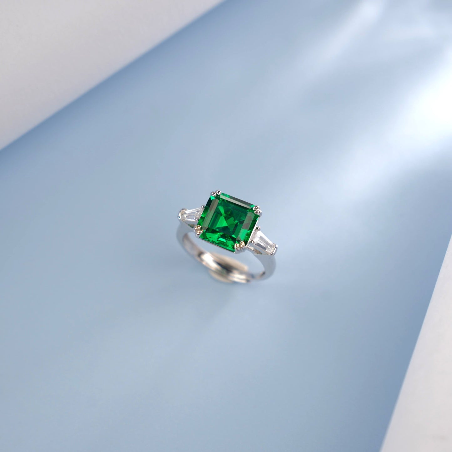 925 Sterling Silver Green Garnet Emerald Ring, Vintage Engagement Versatile - Photo 4
