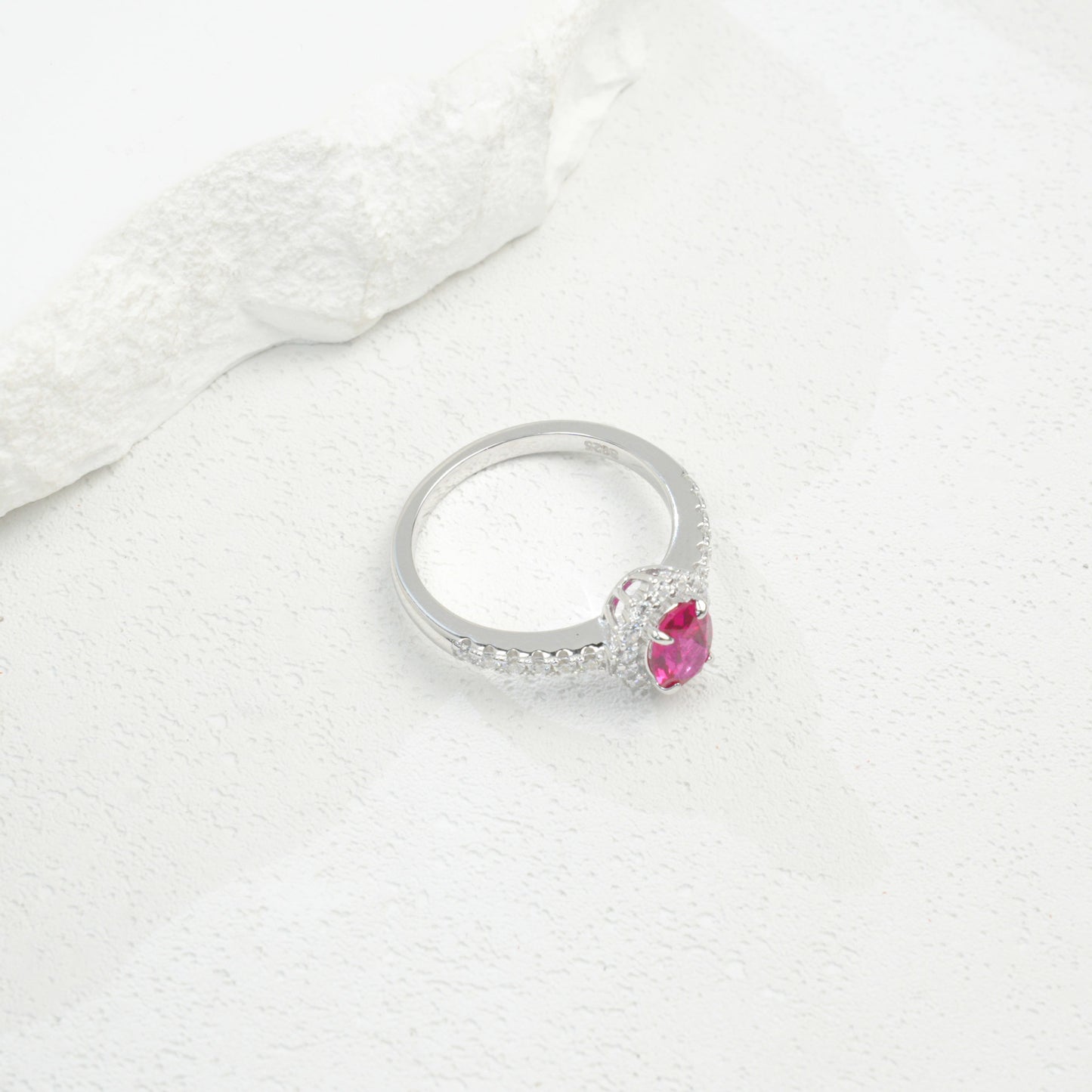 925 Sterling Silver Lab Ruby Ring for Women, Versatile - Photo 4