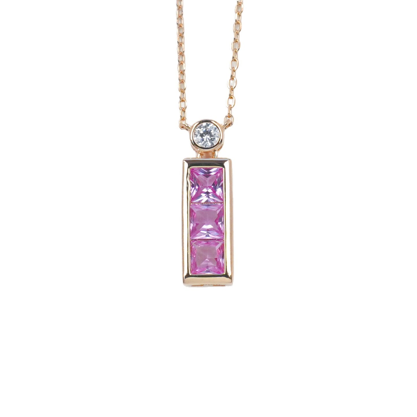 Pink Sapphire Rose Gold Necklace, Minimalist Premium Style - Photo 5