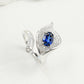 925 Sterling Silver Lab Sapphire Calla Lily Open Pave Ring, Premium for Women - Photo 5