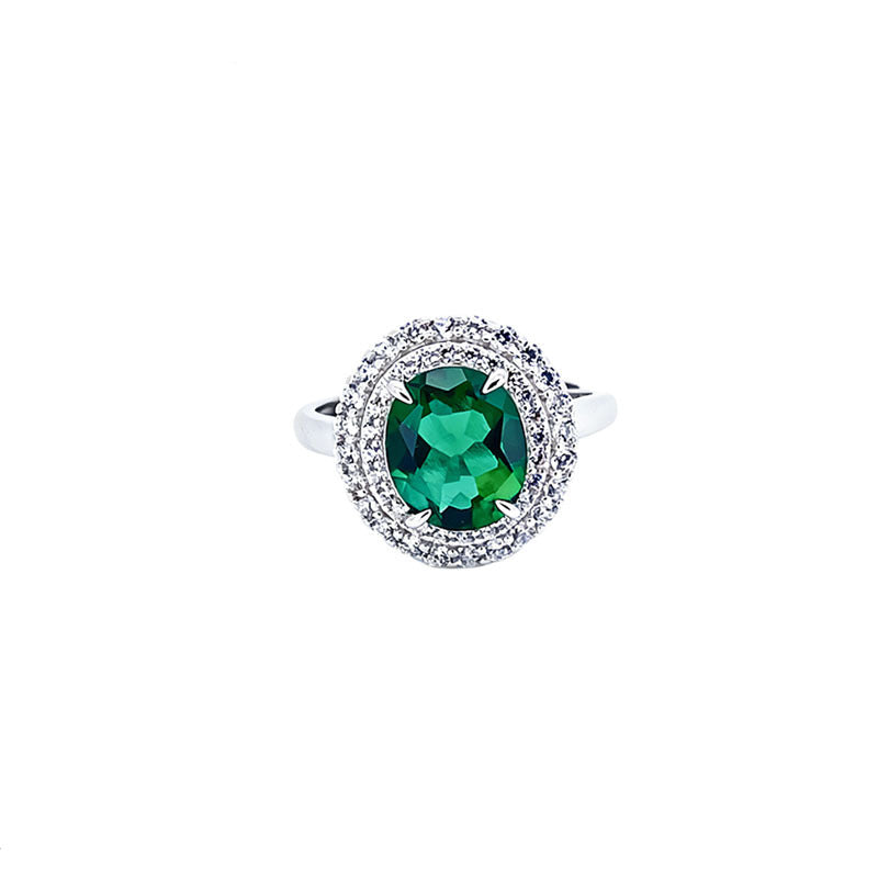 S925 Sterling Silver Lab Emerald Ring, Jewellery Design Premium - Photo 1