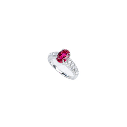 925 Sterling Silver Ruby Jewellery Set (Ring, Necklace, Earrings), Premium - Photo 5